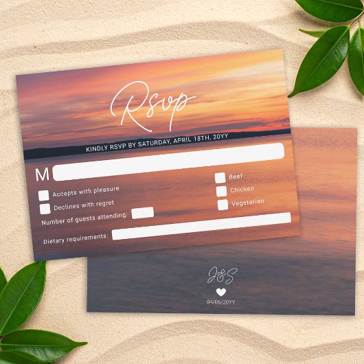 Cartons Réponse Orange Sunset Destination Mariage Ou Mariage Plage
