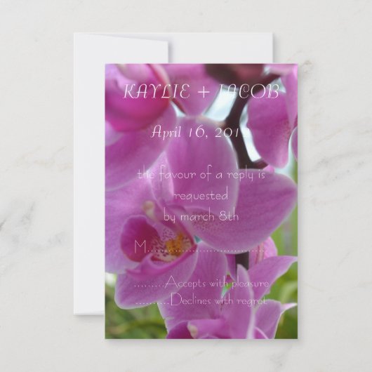 Cartons Réponse Orchidée rose R.S.V.P. (Dos)