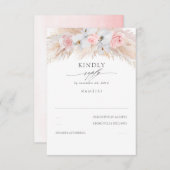 Cartons Réponse Orchidées blanches et roses roses Pampas Mariage R (Devant / Derrière)