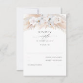 Cartons Réponse Orchidées blanches et Roses séchés Pampas mariage (Devant)