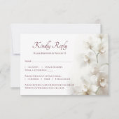 Cartons Réponse Orchidées Blanches Rêveuses Mariage Simple (Devant)