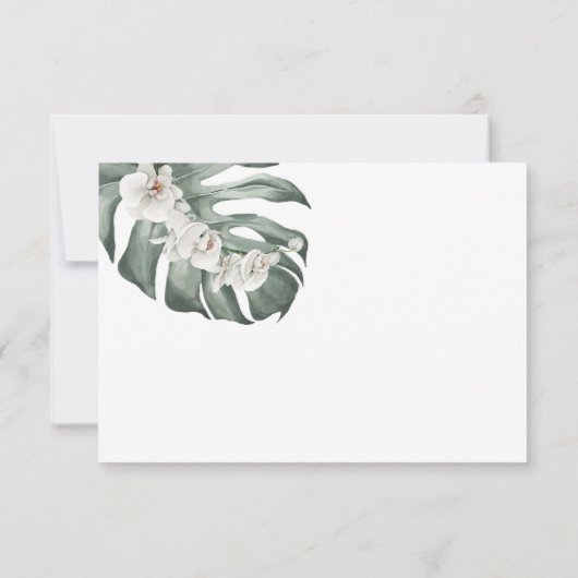 Cartons Réponse Orchidées blanches sur Monstera Mariage tropical R (Dos)
