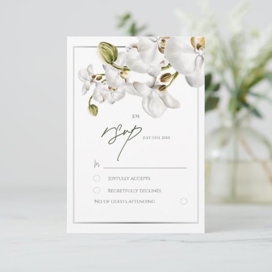Cartons Réponse Orchids Frame Elegant Tropical Wedding (Debout devant)