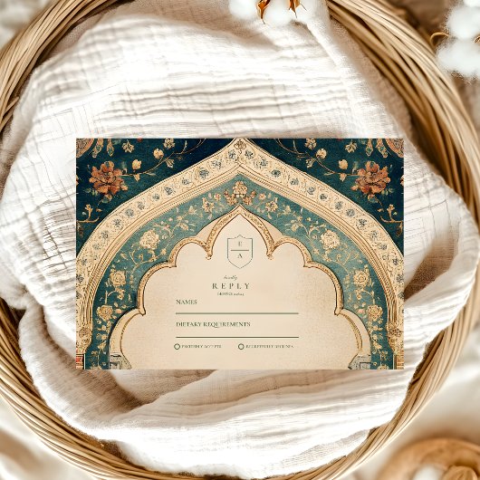 Cartons Réponse Ornate Elegant Floral Mariage islamique