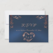 Cartons Réponse Ornate Frame & Heart - Blue/Rose Gold (Devant)