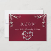 Cartons Réponse Ornate Frame & Heart - Burgundy/Silver (Devant)