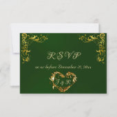 Cartons Réponse Ornate Frame & Heart - Emerald/Gold (Devant)