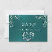 Cartons Réponse Ornate Frame & Heart - Teal/Silver (Devant)