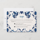 Cartons Réponse Otomi Blue Floral Elegant Fiesta Spanish Wedding (Devant)