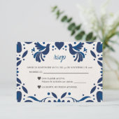 Cartons Réponse Otomi Blue Floral Elegant Fiesta Spanish Wedding (Debout devant)