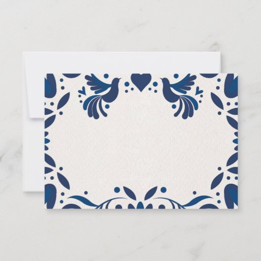 Cartons Réponse Otomi Blue Floral Elegant Fiesta Spanish Wedding (Dos)