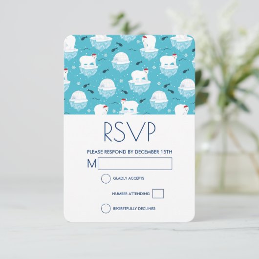 Cartons Réponse Ours polaires mignons en chapeau de Noël Design (Debout devant)