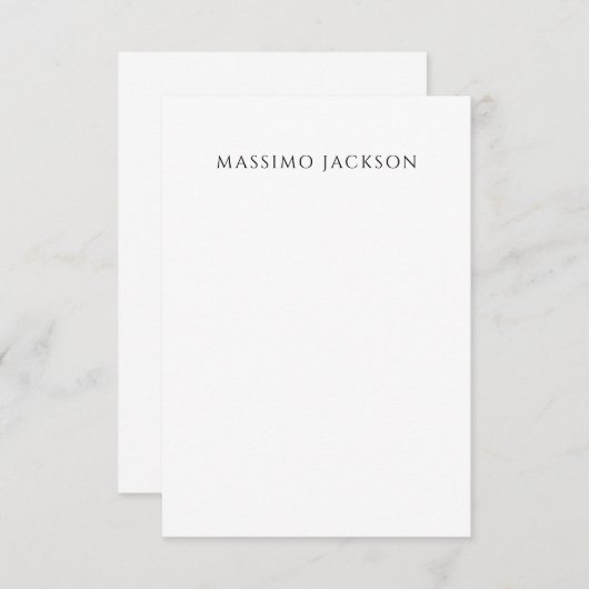 Cartons Réponse Own Name Calligraphy Chic Plain Simple Black White (Devant / Derrière)