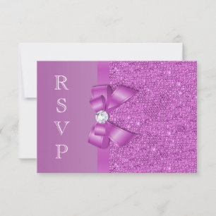 Cartons Réponse Paillettes d'Orchidée Radieuse, Nœud & Diamant Rép