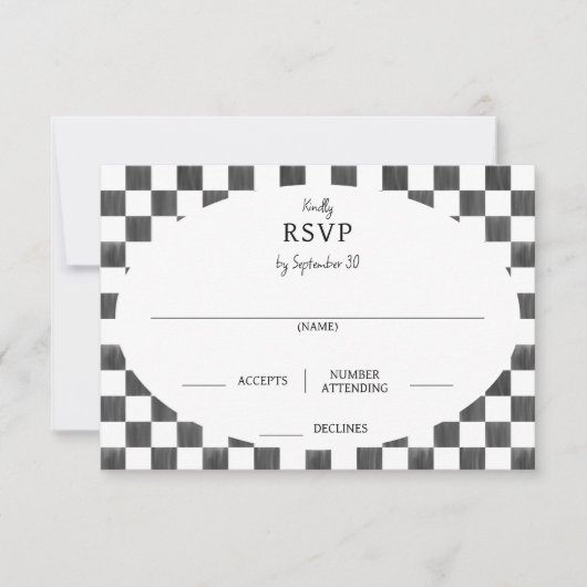 Cartons Réponse Painted Black Checkerboard Pattern Wedding (Devant)