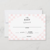Cartons Réponse Painted Pink Checkerboard Pattern Wedding (Devant)