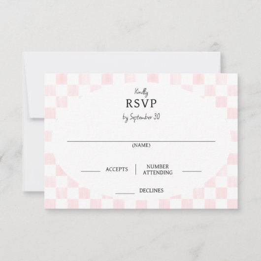 Cartons Réponse Painted Pink Checkerboard Pattern Wedding (Devant)
