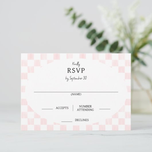 Cartons Réponse Painted Pink Checkerboard Pattern Wedding (Debout devant)