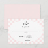 Cartons Réponse Painted Pink Checkerboard Pattern Wedding (Devant / Derrière)
