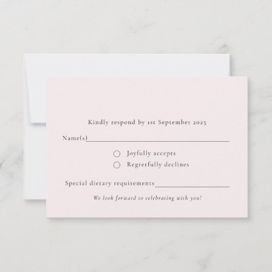 Cartons Réponse Pale Blush Pastel Rose Simple Minimal Plain Solide (Devant)