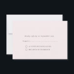 Cartons Réponse Pale Blush Romantic Minimal Solid Arrière - plan s<br><div class="desc">Cette élégante invitation à un mariage comporte une typographie classique rose et noire, parfaite pour ajouter une touche de sophistication à votre journée spéciale. L'arrière - plan simple et minimaliste, de couleur pâle, vient compléter l'esthétique générale, tandis que la carte RSVP incluse assure un processus de réponse sans faille. Idéal...</div>