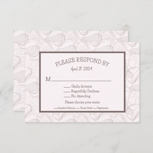 Cartons Réponse Pale Bourgogne Mariage Abstrait (Devant / Derrière)