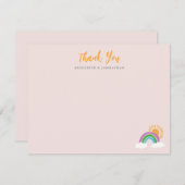 Cartons Réponse Pale Rose Pretty Rainbow Sunshine Merci Note (Devant / Derrière)