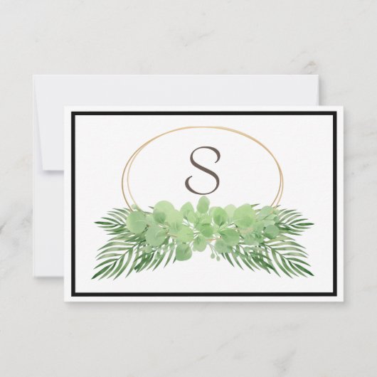 Cartons Réponse Palm Feuille et Eucalyptus Mariage feuillage moder (Dos)