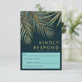 Cartons Réponse Palm Gold Turquoise Plage tropicale Mariage (Debout devant)