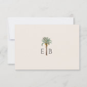 Cartons Réponse Palm Logo Elegant Tropical Monogram Wedding (Dos)