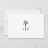 Cartons Réponse Palm Tree Elegant Tropical Monogram Wedding (Dos)