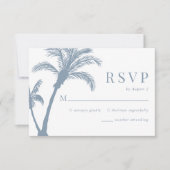 Cartons Réponse Palm Tree Tropical Beach Dusty Blue Mariage (Devant)