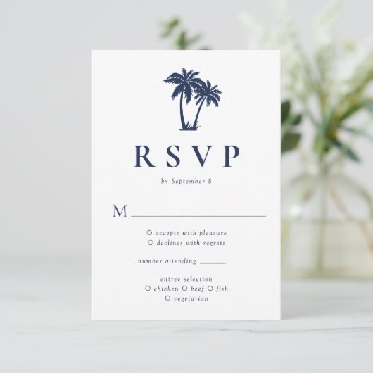 Cartons Réponse Palm Tree Tropical Beach Navy (Debout devant)