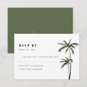 Cartons Réponse Palm Tree Tropical Island Minimal Beach Wedding (Devant / Derrière)