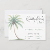 Cartons Réponse Palm Tree Tropical Island Watercolor Mariage vert (Devant)