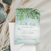 Cartons Réponse Palm Tropical Feuille Aquarelle Mariage vert