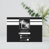 Cartons Réponse Palme tropicale noire et blanche Mariage moderne R (Debout devant)