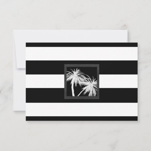 Cartons Réponse Palme tropicale noire et blanche Mariage moderne R (Dos)