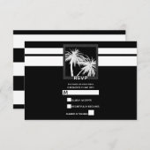 Cartons Réponse Palme tropicale noire et blanche Mariage moderne R (Devant / Derrière)