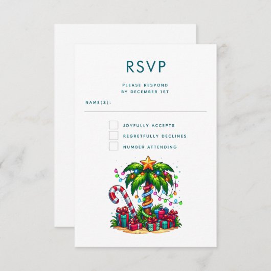 Cartons Réponse Palmier de Noël tropical (Devant / Derrière)