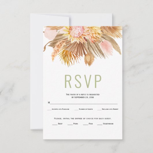 Cartons Réponse Palmier séché feuille pampas herbe sauge vert mari (Devant)