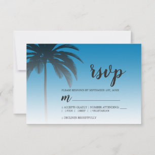 Cartons Réponse Palmier tropical Mariage Plage Bleue