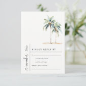 Cartons Réponse Palmiers minimaux Mariage d'aquarelle tropicale (Debout devant)