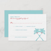 Cartons Réponse Palmiers noués Coeurs Plage tropicale Mariage (Devant / Derrière)