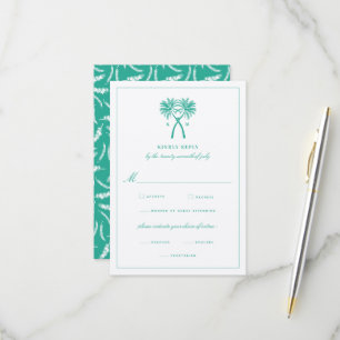 Cartons Réponse Palmiers noués Destination Tropicale Mariage