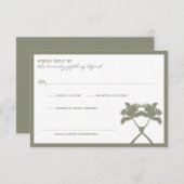 Cartons Réponse Palmiers noués Destination Tropicale Mariage (Devant / Derrière)