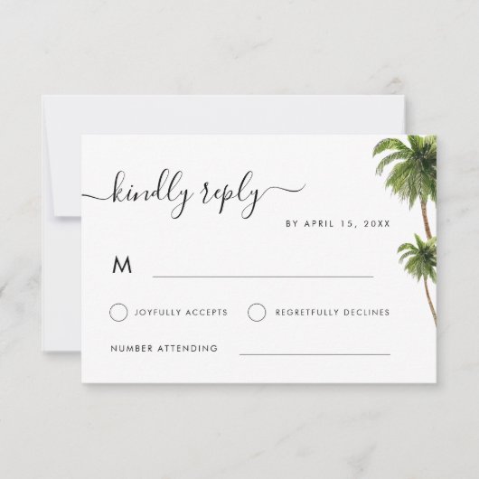 Cartons Réponse Palmiers tropicaux Boho Beach Destination Mariage (Devant)