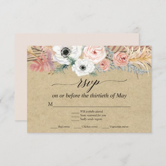 Cartons Réponse Pampas en laiton blanc Floral Pampas Palm Tropical (Devant / Derrière)