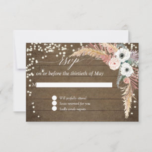 Cartons Réponse Pampas Grass Boho Blush Floral Twinkles Lumières R