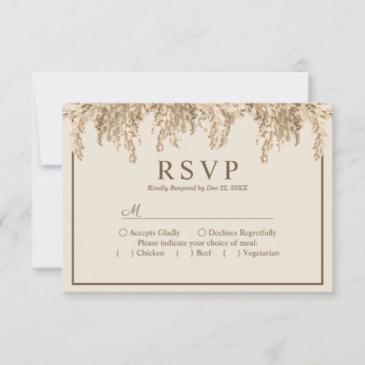 Cartons Réponse Pampas Grass Terme Bohème Exotique Mariage (Devant)